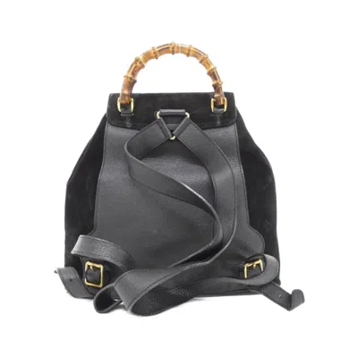 Pre-owned Gucci Black Suede Leather Backpack ()