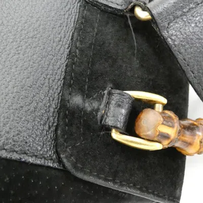 Pre-owned Gucci Black Suede Leather Backpack ()