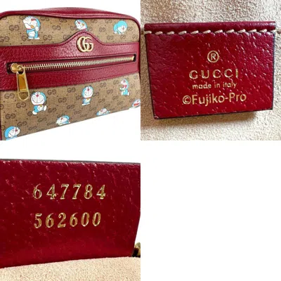 Pre-owned Gucci Blue Brown Burgundy Pvc Leather Shoulder Bag ()