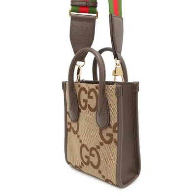Pre-owned Gucci Brown Canvas Leather Shoulder Bag Tote Bag ()