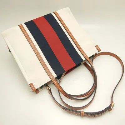 Pre-owned Gucci Brown Ivory Canvas Tote Bag ()