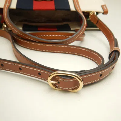 Pre-owned Gucci Brown Ivory Canvas Tote Bag ()
