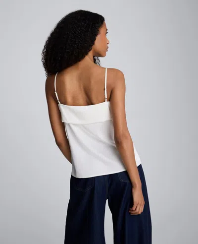 Kenneth Cole Satin Foldover Spaghetti Strap Cami In White