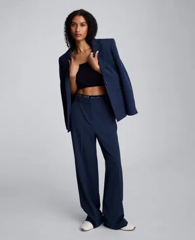 Kenneth Cole Luxe Twill Wide Leg Pant In Blue