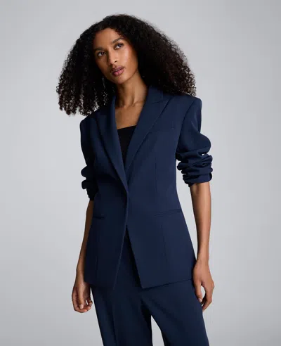 Kenneth Cole Luxe Twill Slim One Button Jacket In Blue