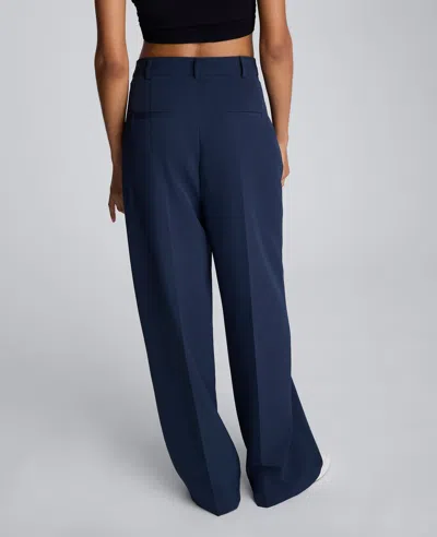 Kenneth Cole Luxe Twill Wide Leg Pant In Blue