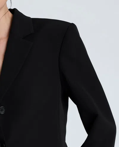 Kenneth Cole Luxe Twill Three Button Contoured Jacket In Black