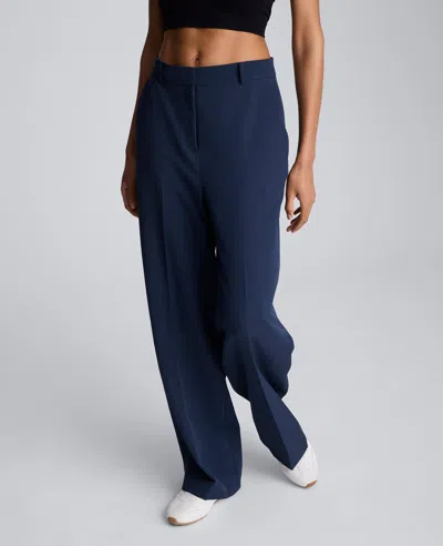 Kenneth Cole Luxe Twill Wide Leg Pant In Blue