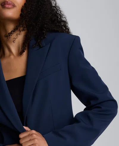 Kenneth Cole Luxe Twill Slim One Button Jacket In Blue