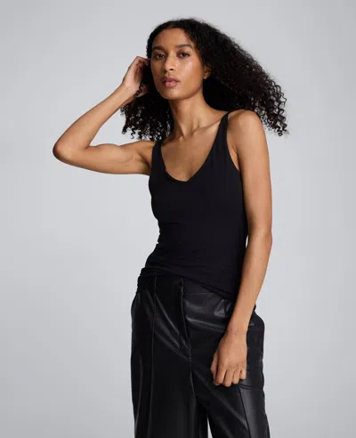 Kenneth Cole V-neck Knit Tank In Black