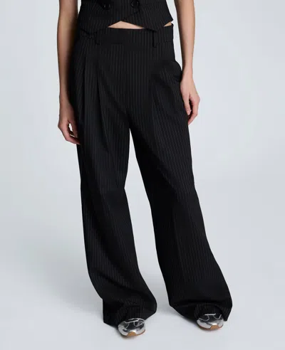 Kenneth Cole Pinstripe Pleat Front Wide Leg Pant