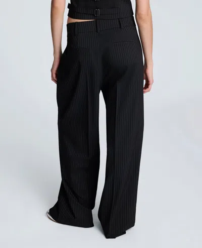 Kenneth Cole Pinstripe Pleat Front Wide Leg Pant