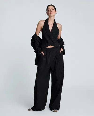 Kenneth Cole Pinstripe Pleat Front Wide Leg Pant