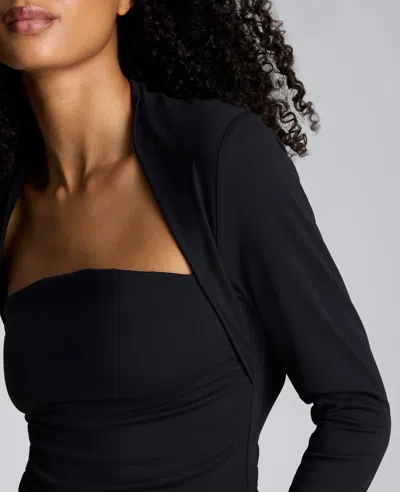 Kenneth Cole Long Sleeve Square Neck Knit Top In Black