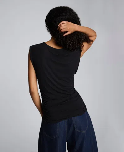 Kenneth Cole Sleeveless Side Ruched Knit Tee In Blue
