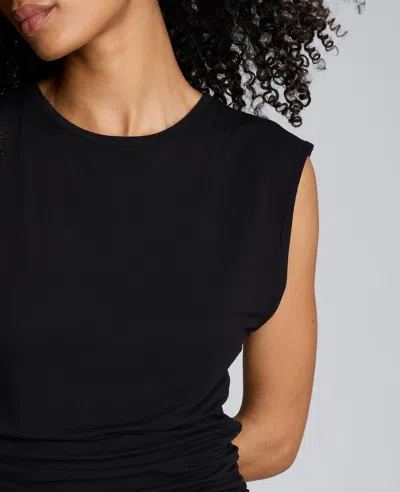 Kenneth Cole Sleeveless Side Ruched Knit Tee In Blue