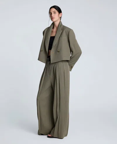 Kenneth Cole Houndstooth Check Pleated Wide Leg Pants