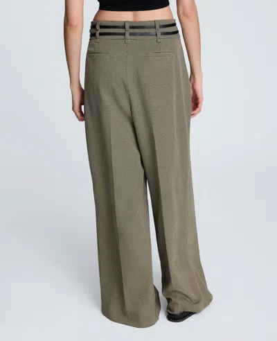 Kenneth Cole Houndstooth Check Pleated Wide Leg Pants