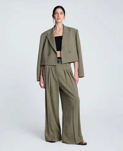 Kenneth Cole Houndstooth Check Pleated Wide Leg Pants