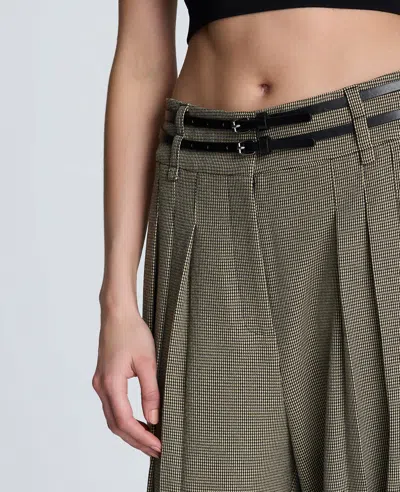 Kenneth Cole Houndstooth Check Pleated Wide Leg Pants