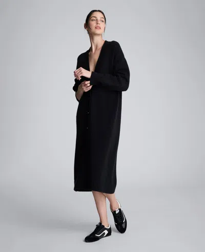 Kenneth Cole Long Button Front Cardigan Duster In Black