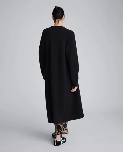 Kenneth Cole Long Button Front Cardigan Duster In Black