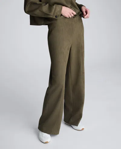 Kenneth Cole Brushed Scuba Pull On Wide Leg Pant In Green