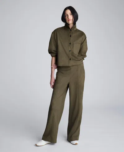 Kenneth Cole Brushed Scuba Pull On Wide Leg Pant In Green