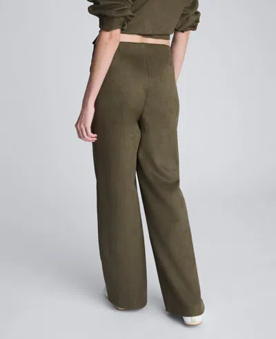 Kenneth Cole Brushed Scuba Pull On Wide Leg Pant In Green