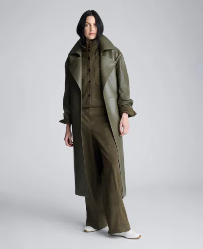 Kenneth Cole Brushed Scuba Pull On Wide Leg Pant In Green