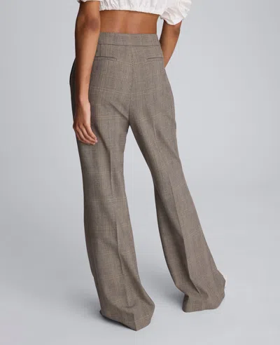 Kenneth Cole Plaid High Rise Split Front Flare Leg Pant In Gray
