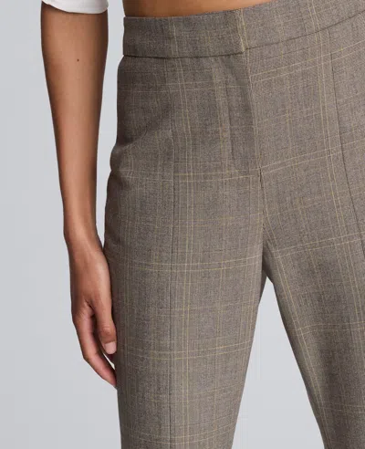 Kenneth Cole Plaid High Rise Split Front Flare Leg Pant In Gray