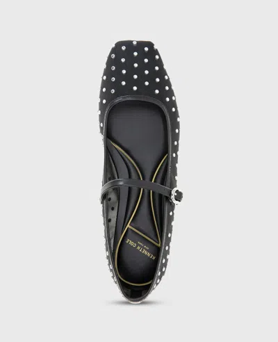 Kenneth Cole Jasper Mesh Micro Stud Ballet Flat In Black