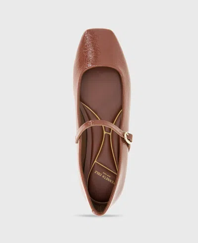 Kenneth Cole Jasper Patent Leather Ballet Flat In Brown