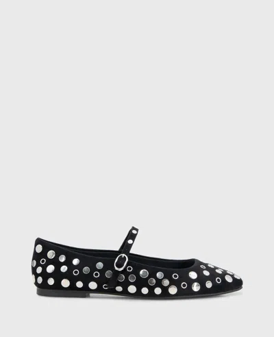 Kenneth Cole Jasper Suede Stud Ballet Flat In Black