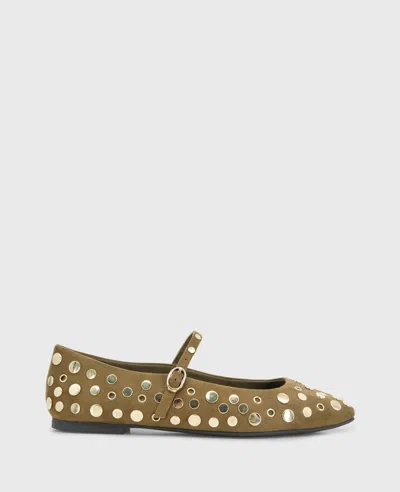 Kenneth Cole Jasper Suede Stud Ballet Flat In Green