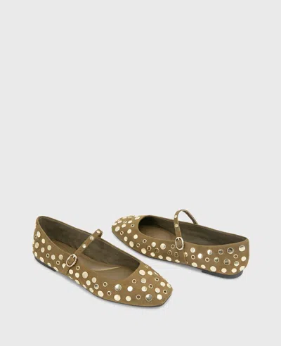Kenneth Cole Jasper Suede Stud Ballet Flat In Green