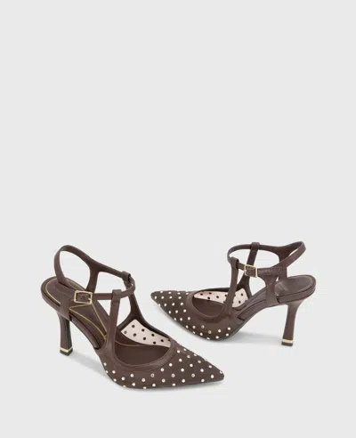 Kenneth Cole Romi Mesh Micro Stud Ankle Slingback Heel In Brown
