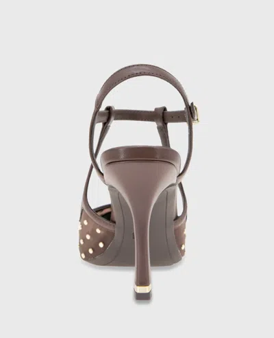 Kenneth Cole Romi Mesh Micro Stud Ankle Slingback Heel In Brown