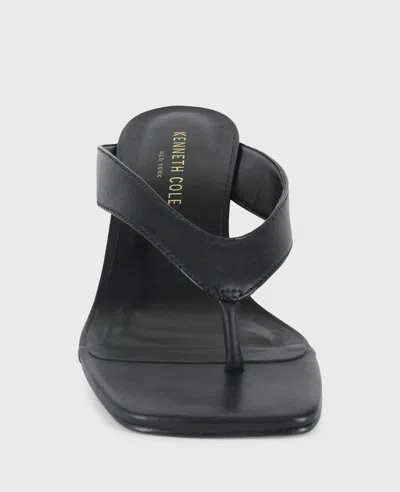 Kenneth Cole Susannah Leather Thong Wedge Sandal In Black