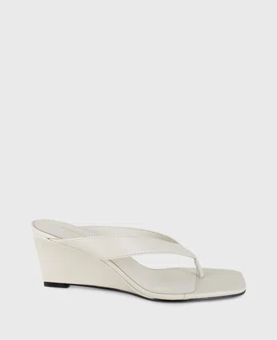 Kenneth Cole Susannah Leather Thong Wedge Sandal In Brown
