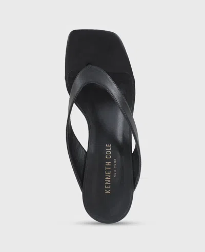 Kenneth Cole Susannah Leather Thong Wedge Sandal In Black