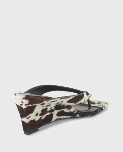 Kenneth Cole Susannah Calf Hair Thong Wedge Sandal In Black