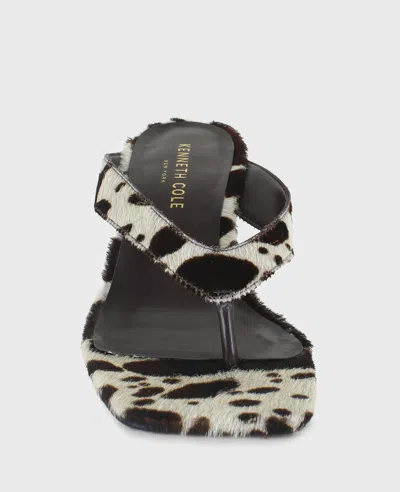 Kenneth Cole Susannah Calf Hair Thong Wedge Sandal In Black
