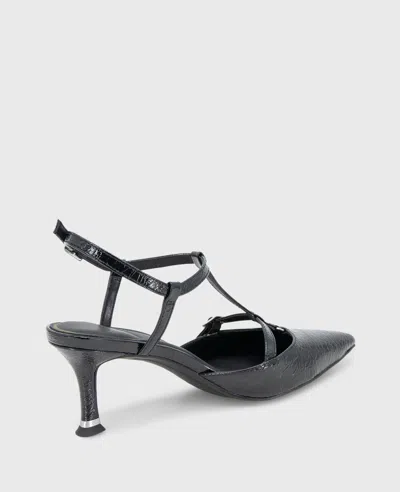 Kenneth Cole Urka Crinkle Patent Slingback Heel In Black