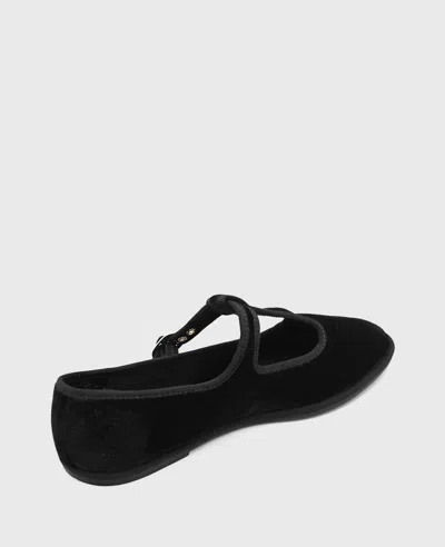 Kenneth Cole Verona Velvet T-strap Mary Jane Flat In Black