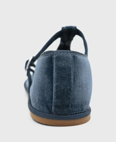 Kenneth Cole Verona Velvet T-strap Mary Jane Flat In Blue