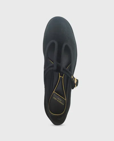 Kenneth Cole Verona Velvet T-strap Mary Jane Flat In Black