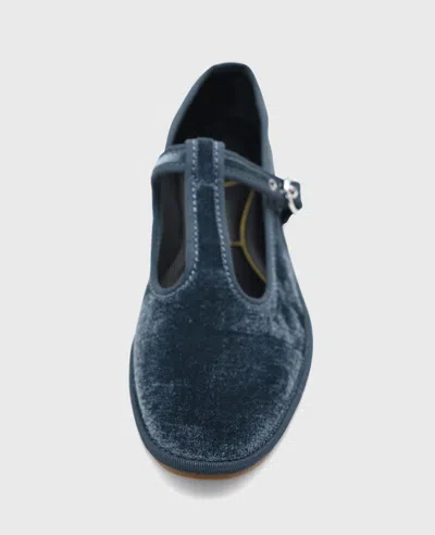 Kenneth Cole Verona Velvet T-strap Mary Jane Flat In Blue