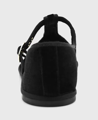 Kenneth Cole Verona Velvet T-strap Mary Jane Flat In Black